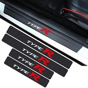 img 2 attached to 🚘 Enhanced Honda Civic Type-R Car Door Threshold Decals - Durable Auto Door Sill Scuff Guard Protector with Carbon Fiber Vinyl Stickers - Premium Accessories Set (4PCS)