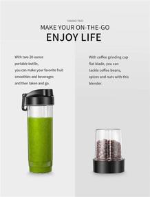 img 3 attached to 🍹 Yabano Personal Blender - 500W Single Serve Blender for Shakes and Smoothies with 2 x 20oz Travel Bottle and Coffee/Spices Jar - Portable Smoothie Blender and Coffee Grinder in One - BPA Free