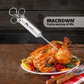 img 3 attached to 🍖 MACROWN Meat Injector Kit - Ultimate Set with High-Quality Stainless-Steel Injector, 3 Marinade Injection Needles, Plastic Syringe & Turkey Baster - Perfect Grilling Gifts for both Men and Women