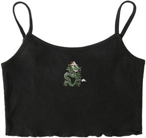 img 4 attached to 🦋 Stylish Butterfly Pattern Crop Tank Tops for Girls - Romwe Summer Collection