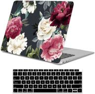 🌹 lapac macbook air 13 inch case flower 2020 2019 2018 release a2179 a1932 a2337 m1, roses hard shell case for new mac air 13" retina, vintage red white floral black with keyboard cover logo