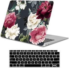 img 4 attached to 🌹 Lapac MacBook Air 13 Inch Case Flower 2020 2019 2018 Release A2179 A1932 A2337 M1, Roses Hard Shell Case for New Mac Air 13" Retina, Vintage Red White Floral Black with Keyboard Cover