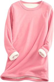 img 4 attached to 🧥 Cozy up in Style with Yeokou Women's Sherpa Lined Fleece Crewneck Sweatshirt: Perfect for Sport and Loungewear