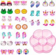 👸 bevan 12/20 pairs resin & acrylic clip-on earrings: princess play jewelry set - mermaid, unicorn, fruits, food, cartoon dangle eardrops for little girls logo