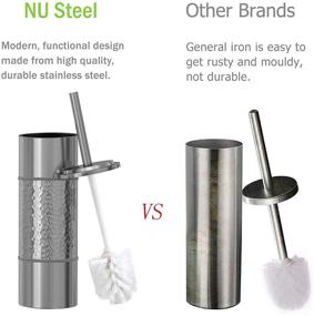 img 1 attached to Premium Stainless Steel Toilet Brush by nu steel - Covered Metal Case Finish with Plastic Liner Inside to Prevent Dripping - Silver