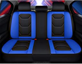 img 2 attached to 🚗 SOGLOTY Blue Leather Car Seat Covers with Airbag Compatibility - Full Set of Front and Rear Cushion Covers for Cars, SUVs, and Pick-up Trucks - Ultimate Seat Protector and Auto Interior Accessory