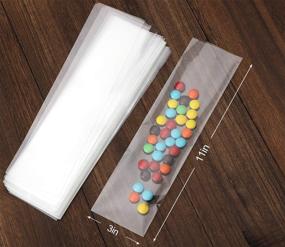 img 2 attached to 200 Clear 3x11 Flat Cellophane Bags - Poly Treat Bags 2.8 mils for Gift Wrapping, Bakery, Cookie, Candies, Toast, Dessert - Perfect for Party Favors Packaging with Color Twist Ties