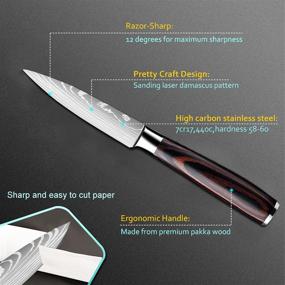 img 3 attached to 🔪 DFITO Paring Knife 3.5 inch - Ultra Sharp Fruit Knife with Safety Sheath | German High Carbon Stainless Steel | Perfect Chef Knife for Cutting, Peeling, and Slicing Fruits and Vegetables