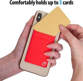 img 1 attached to 📱 Stretchy Cell Phone Stick on Wallet Card Holder Phone Pocket for iPhone, Android and All Smartphones - Gold Red (Pack of Two)