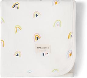 img 1 attached to 🌈 Makemake Organics Organic Swaddle Blanket & Newborn Beanie Hat Set: GOTS Certified Rainbow Organic Cotton Blanket for a Breathable Stroller and Coming Home Experience (40"x40")