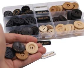 img 1 attached to 🔘 100 Pack Assorted Wood Wooden Buttons: Black Brown Beige - DIY Craft Supplies Kit with Box