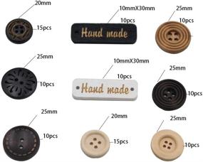 img 3 attached to 🔘 100 Pack Assorted Wood Wooden Buttons: Black Brown Beige - DIY Craft Supplies Kit with Box