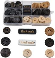 🔘 100 pack assorted wood wooden buttons: black brown beige - diy craft supplies kit with box logo