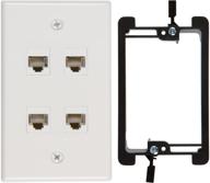 🔌 enhance your network connections with buyer's point 4 port cat6 wall plate for seamless connectivity: female-female, white, with single gang low voltage mounting bracket device logo