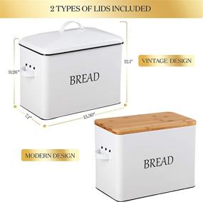 img 3 attached to 🍞 XL Bread Storage Box with Metal and Bamboo Lid - White Countertop Organizer for Kitchen - Holds 2+ Loaves - Farmhouse Style with Ventilation Holes - Includes XXL Bread Bag