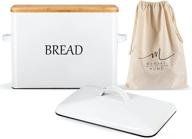 🍞 xl bread storage box with metal and bamboo lid - white countertop organizer for kitchen - holds 2+ loaves - farmhouse style with ventilation holes - includes xxl bread bag логотип