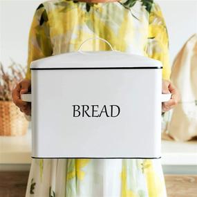 img 2 attached to 🍞 XL Bread Storage Box with Metal and Bamboo Lid - White Countertop Organizer for Kitchen - Holds 2+ Loaves - Farmhouse Style with Ventilation Holes - Includes XXL Bread Bag