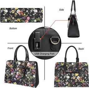 img 1 attached to 👜 Stylish Laptop Bag for Women: Large Capacity Waterproof PU Leather Briefcase with USB Charging Port - Perfect for 15.6 Inch Computers, Work, and Travel - Fashionable Black Flower Design - 2pcs Set