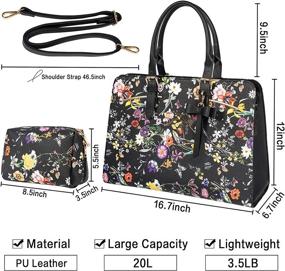 img 2 attached to 👜 Stylish Laptop Bag for Women: Large Capacity Waterproof PU Leather Briefcase with USB Charging Port - Perfect for 15.6 Inch Computers, Work, and Travel - Fashionable Black Flower Design - 2pcs Set