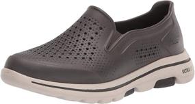 img 4 attached to Skechers Men's Loafer Black White Slip-On Shoes for Loafers and Slip-Ons