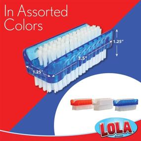 img 1 attached to 🖐️ Lola Products Hand & Nail Brush: Soft & Stiff Side, Plastic No Slip Grip, Effective Cleansing for Hands and Fingernails, Assorted Colors