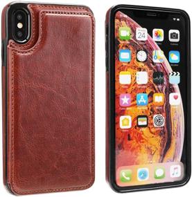 img 2 attached to 📱 OT ONETOP iPhone Xs Max Wallet Case: Premium PU Leather, Card Holder, Kickstand, Magnetic Clasp & Shockproof Cover (6.5 Inch, Brown)