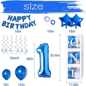 img 1 attached to 🎈 72Pcs Baby Boy First Birthday Balloon Box Decorations - Including White Transparent Boxes, Baby Blue Silver Grey Balloons, 40 Inch Foil Balloons, 18 Inch 'HAPPY BIRTHDAY' Foil Balloon, and Hanging Swirls. Perfect for Birthday Photo Shoot Props and 1st Birthday Party Celebration.