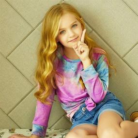 img 2 attached to Colorful and Comfy: Arshiner Girls Casual Tie Dye Sweatshirt for 4-12 Years