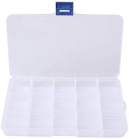 img 3 attached to 📦 Clear Plastic Jewelry Organizer Box - 2 Pack of 15 Grids with Adjustable Dividers for Beads, Crafts, and Fishing Tackles Storage