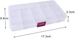 img 2 attached to 📦 Clear Plastic Jewelry Organizer Box - 2 Pack of 15 Grids with Adjustable Dividers for Beads, Crafts, and Fishing Tackles Storage