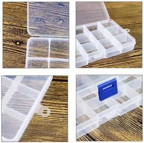 img 1 attached to 📦 Clear Plastic Jewelry Organizer Box - 2 Pack of 15 Grids with Adjustable Dividers for Beads, Crafts, and Fishing Tackles Storage