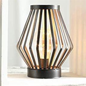 img 1 attached to 🏮 JHY DESIGN 8.7inch Tall Metal Cage LED Lantern: Battery Powered Cordless Accent Light with LED Edison Style Bulb for Weddings, Parties, Patio Events - Indoors & Outdoors