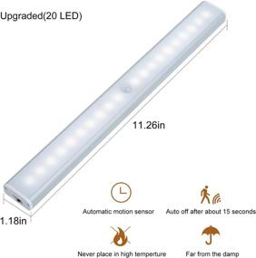 img 3 attached to 💡 Rechargeable Motion Sensor LED Closet Light | 20LED Cabinet Light | Magnetic Strip Paste | 2-Pack | Ideal for Stairs, Wardrobes, Kitchens, Corridors