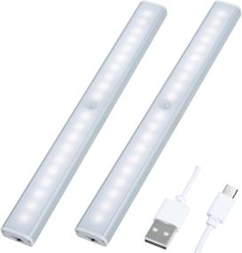 img 4 attached to 💡 Rechargeable Motion Sensor LED Closet Light | 20LED Cabinet Light | Magnetic Strip Paste | 2-Pack | Ideal for Stairs, Wardrobes, Kitchens, Corridors