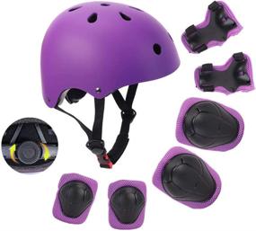 img 4 attached to 👧 Kids Adjustable Bike Helmet & Sports Protective Gear Set for Boys & Girls - 5-8 Years, 7 in 1 Kit for Cycling, Skateboarding, Rollerblading & Scooting - Knee Elbow Wrist Pads Included