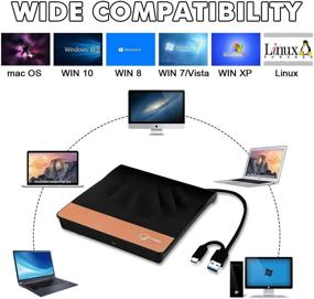 img 3 attached to 🖥️ Gotega USB Type-C External DVD Drive - Portable CD/DVD+/-RW Drive Player for Laptop/Desktop PC - Compatible with Windows Linux OS Apple Mac - Black