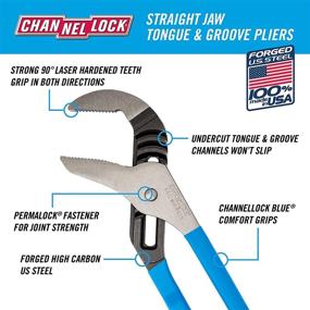 img 2 attached to Channellock 460 16.5-Inch Straight Jaw Tongue and Groove Pliers - Comfort Grip Groove Joint Pliers with 4.25-Inch Jaw Capacity, Laser Heat-Treated 90° Teeth, Forged High Carbon Steel - Made in USA