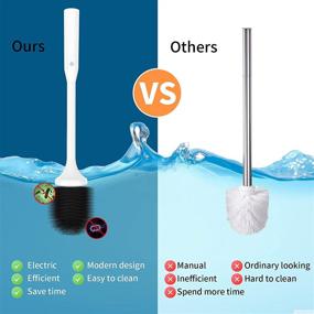 img 3 attached to 🚽 EVENTER Electric Toilet Brush Set with Detachable Holder and TPR Brush Heads – Rechargeable Battery Powered Automatic Cleaning Silicone Brushes – 360Degree Electric Spin Scrubber for Bathroom (White)