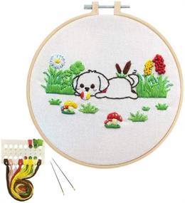 img 4 attached to 🐶 Louise Maelys Beginner Animal Embroidery Kit - Dog Pattern Cross Stitch Needlepoint Kit, Funny Embroidery Starter Kit for DIY Gifts