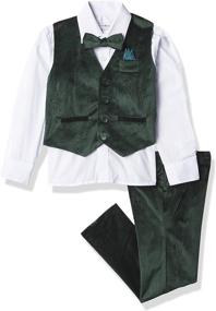 img 4 attached to 👔 Isaac Mizrahi Boys' 4-Piece Velvet Vest Set: Deluxe Style and Versatility