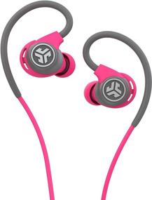 img 1 attached to Наушники JLab Audio Fit2 Sport - Серо-Розовые: Защита от пота, влагостойкость с регулируемыми крючками для ушей | Гарантированная посадка и пожизненная гарантия