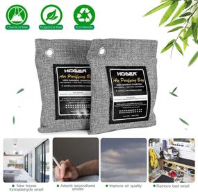 img 1 attached to 🎋 HIDBEA Activated Bamboo Charcoal Air Purifying Bags (4-Pack) - Natural Deodorizer and Odor Absorber for Home, Pets, Car, Closet, Shoes - 200g x 4, Gray