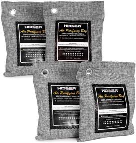 img 4 attached to 🎋 HIDBEA Activated Bamboo Charcoal Air Purifying Bags (4-Pack) - Natural Deodorizer and Odor Absorber for Home, Pets, Car, Closet, Shoes - 200g x 4, Gray