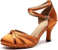 ๐ closed toe satin latin ballroom dance shoes l117 for women by minishion - dance heels logo