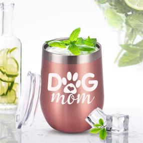 img 2 attached to 🍷 Rose Gold Insulated Dog Mom Wine Tumbler - 12 Oz Stemless Steel Tumbler, Perfect Dog Lover Gifts for Women: Daughter, Wife, Friend