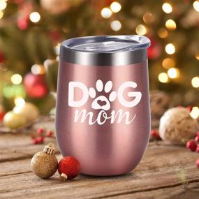 img 1 attached to 🍷 Rose Gold Insulated Dog Mom Wine Tumbler - 12 Oz Stemless Steel Tumbler, Perfect Dog Lover Gifts for Women: Daughter, Wife, Friend