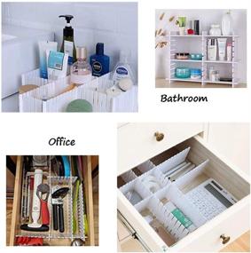 img 2 attached to 🗄️ Adjustable White Plastic Grid Drawer Dividers - 12PCS DIY Organizers for Sock, Underwear, and Stationary Storage in Dresser Drawers