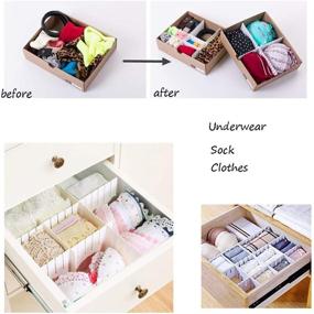 img 1 attached to 🗄️ Adjustable White Plastic Grid Drawer Dividers - 12PCS DIY Organizers for Sock, Underwear, and Stationary Storage in Dresser Drawers