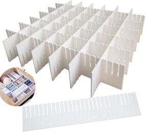 img 4 attached to 🗄️ Adjustable White Plastic Grid Drawer Dividers - 12PCS DIY Organizers for Sock, Underwear, and Stationary Storage in Dresser Drawers