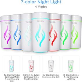 img 4 attached to 🌬️ Top Fill Cool Mist Humidifier for Bedroom - Ultra Quiet 1200ml Water Tank - 7 Colors Night Lights Changing - Lasts up to 24 Hours - Easy to Clean - White